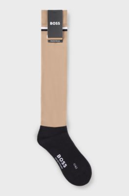 Reitsport-Socken mit Signature-Streifen und Logo, Beige