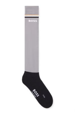 Reitsport-Socken mit Signature-Streifen und Logo, Grau