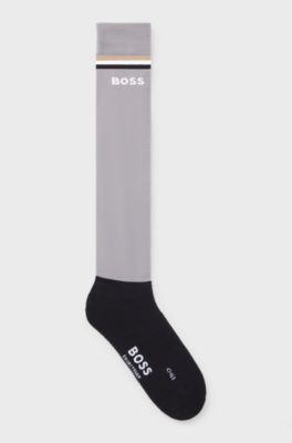 Equestrian riding socks with signature stripe and logo, Grey