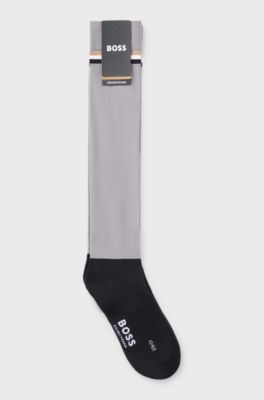 Equestrian riding socks with signature stripe and logo, Grey