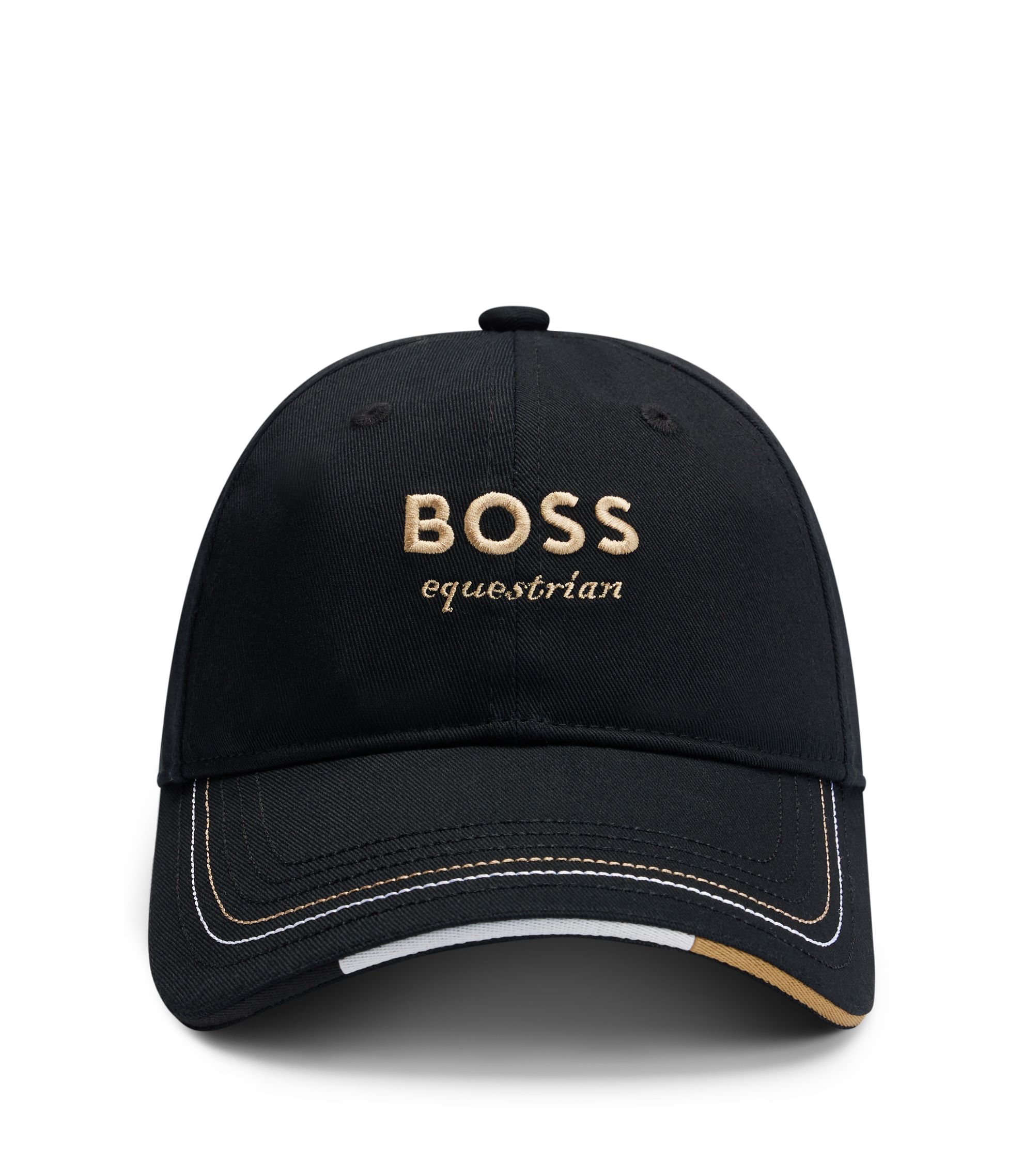 『正規品』HUGO BOSS乗　馬 マフラー ロゴエンブロイダリー ブラック BOSS - 乗馬 マフラー ロゴエンブロイダリー - ブラック