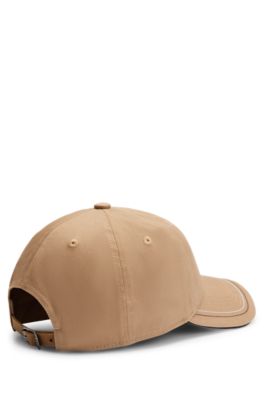 Equestrian embroidered-logo cap with leather strap, Brown