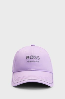 Equestrian embroidered-logo cap with leather strap, Light Purple