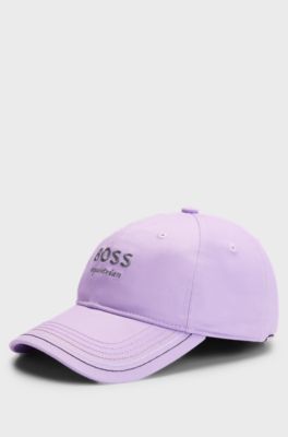 Equestrian embroidered-logo cap with leather strap, Light Purple