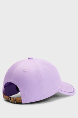 Equestrian embroidered-logo cap with leather strap, Light Purple