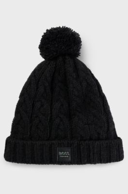Equestrian lightweight bobble hat with fleece inner, Black
