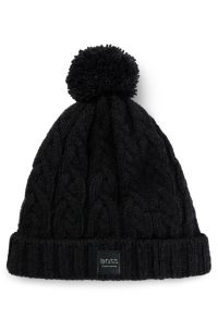 Equestrian lightweight bobble hat with fleece inner, Black