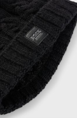 Equestrian lightweight bobble hat with fleece inner, Black