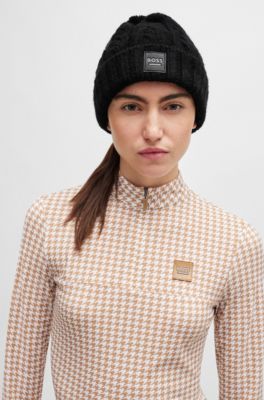 Equestrian lightweight bobble hat with fleece inner, Black