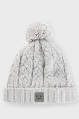 Equestrian lightweight bobble hat with fleece inner, Light Grey