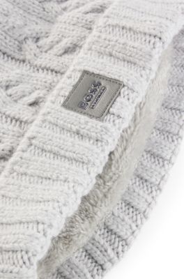 Equestrian lightweight bobble hat with fleece inner, Light Grey