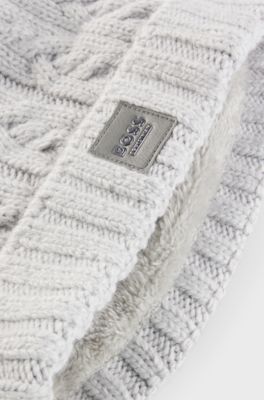 Equestrian lightweight bobble hat with fleece inner, Light Grey