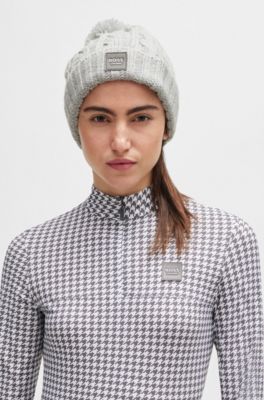 Equestrian lightweight bobble hat with fleece inner, Light Grey