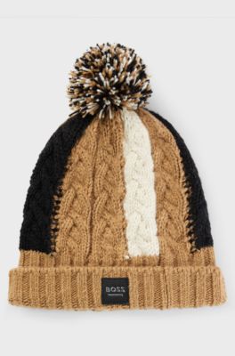 Equestrian lightweight bobble hat in signature colours, Beige