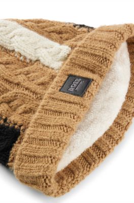 Equestrian lightweight bobble hat in signature colours, Beige