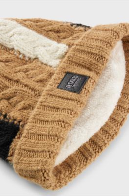 Equestrian lightweight bobble hat in signature colours, Beige