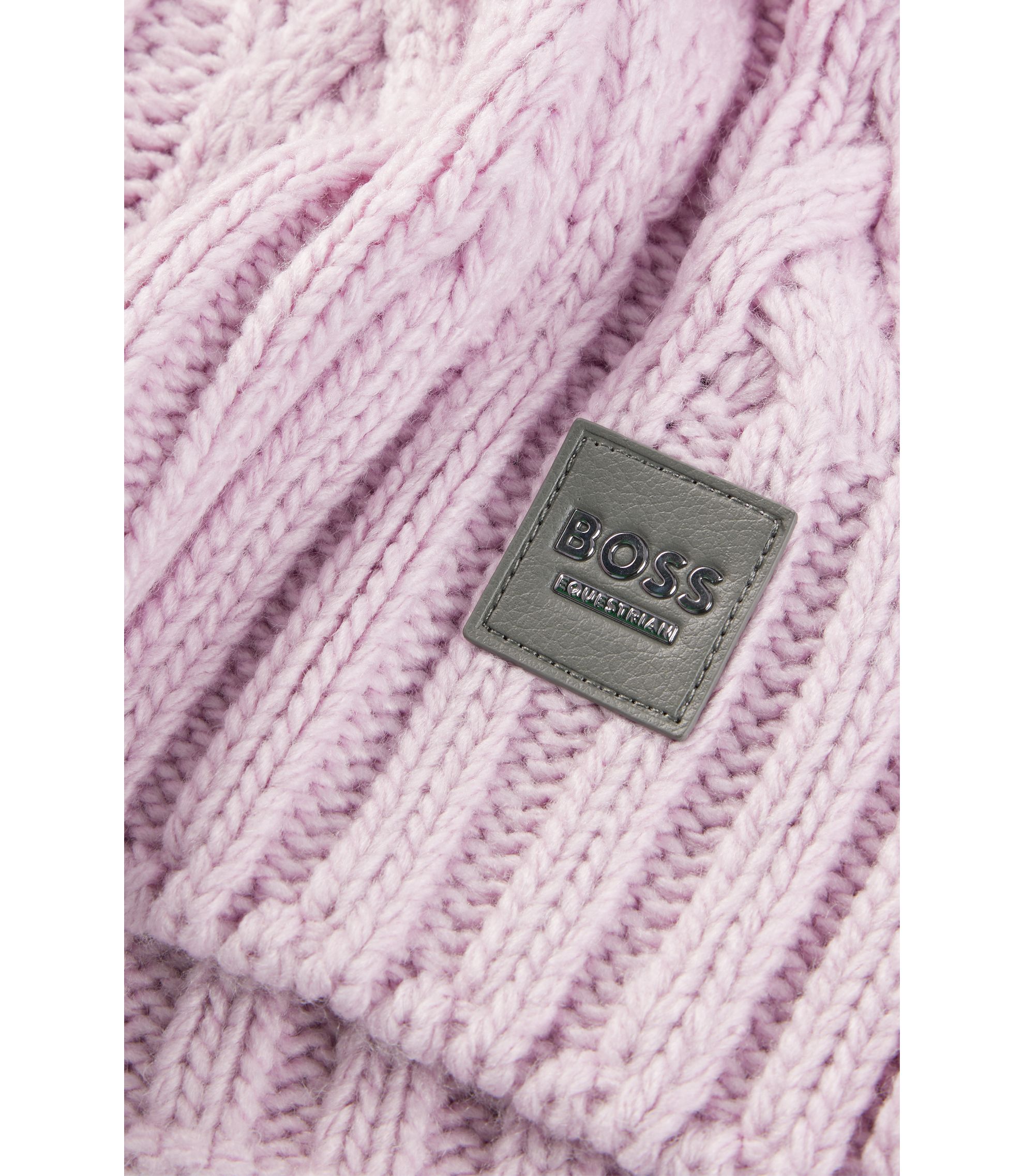 BOSS - 乗馬 ケーブルニットマフラー ロゴパッチ - ライトパープル
