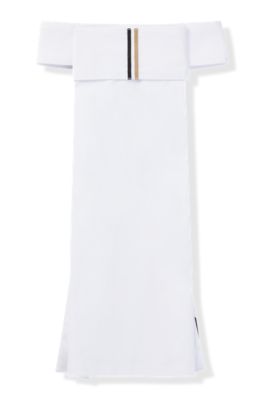 Equestrian one-piece plastron with signature stripe, White