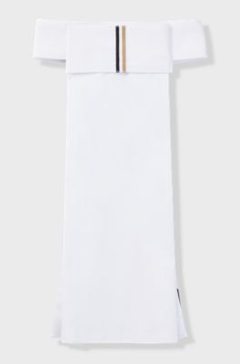 Equestrian one-piece plastron with signature stripe, White