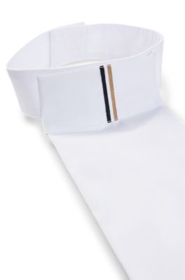 Equestrian one-piece plastron with signature stripe, White
