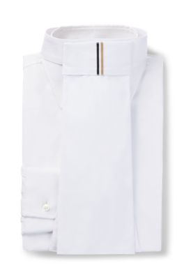 Equestrian one-piece plastron with signature stripe, White