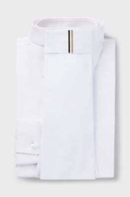 Equestrian one-piece plastron with signature stripe, White