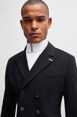 Equestrian one-piece plastron with signature stripe, White