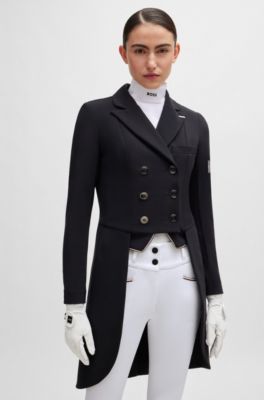 Equestrian one-piece plastron with glitter logo, White