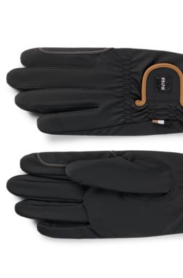 Equestrian riding gloves in faux leather, Black