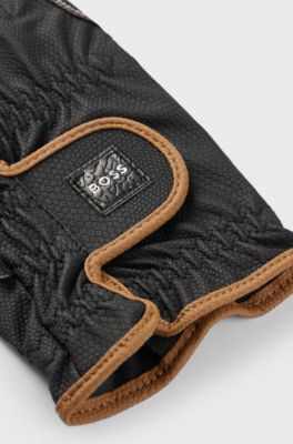 Equestrian riding gloves in faux leather, Black