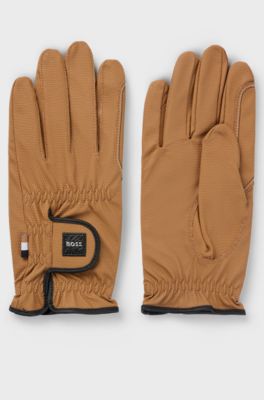 Equestrian riding gloves in faux leather, Brown