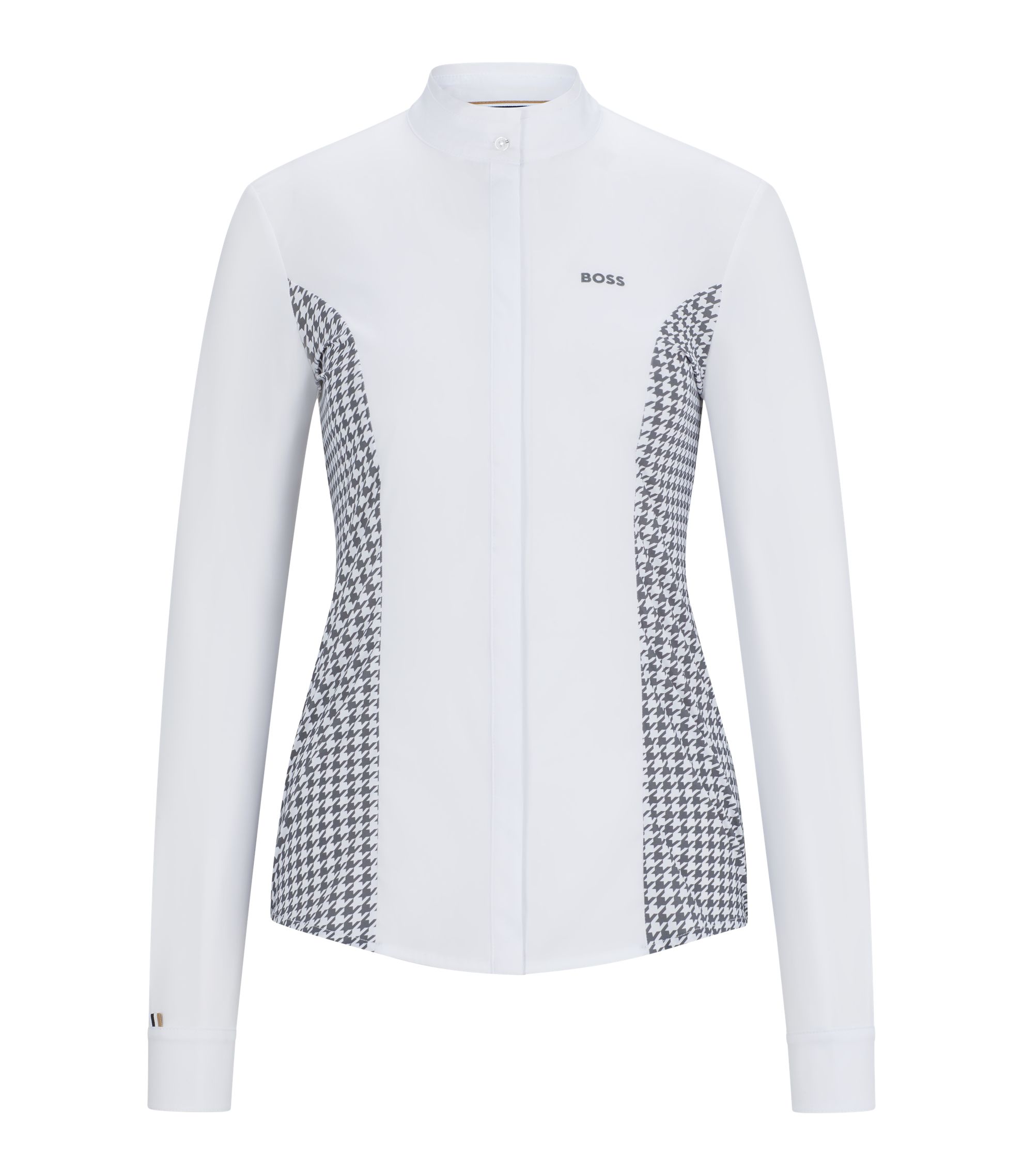 Turnierbluse mit Einsätzen mit Hahnentritt-Muster