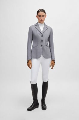 Equestrian show blouse with houndstooth inserts, White