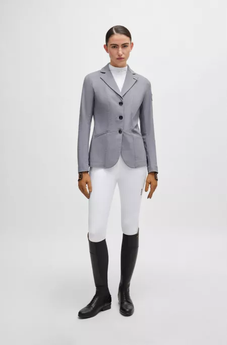Equestrian show blouse with houndstooth inserts