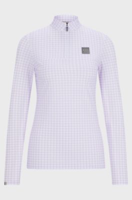 Equestrian zip-neck training top in breathable stretch fabric, Light Purple