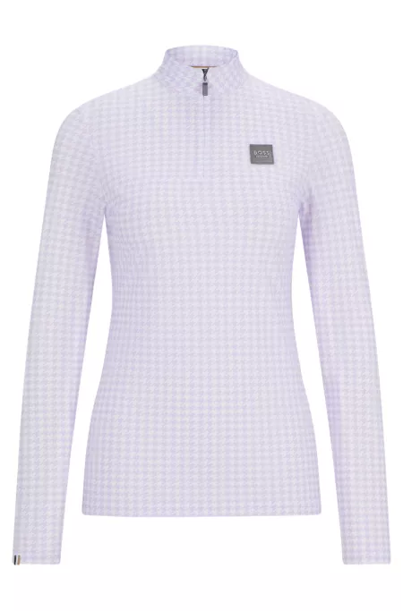 Equestrian zip-neck training top in breathable stretch fabric