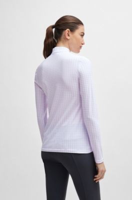 Equestrian zip-neck training top in breathable stretch fabric, Light Purple