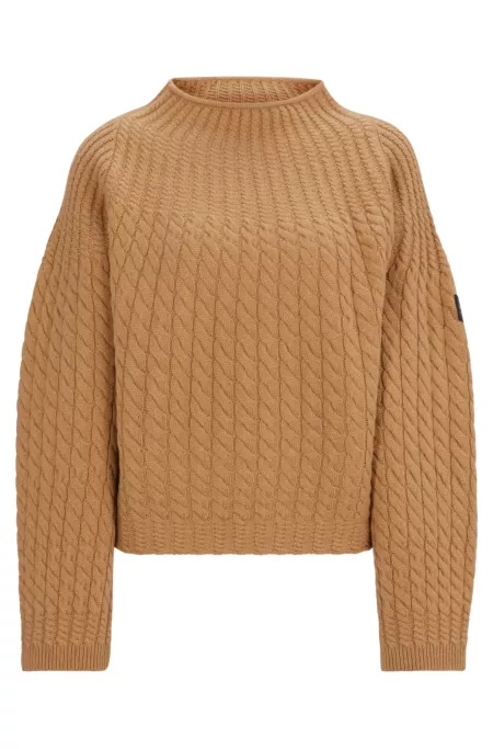 Equestrian cropped sweater in wool and cashmere