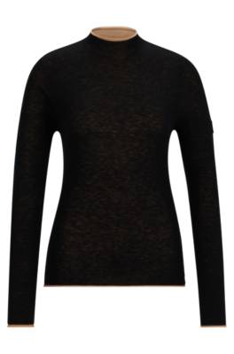 Equestrian soft-knit sweater with two-tone effect 1