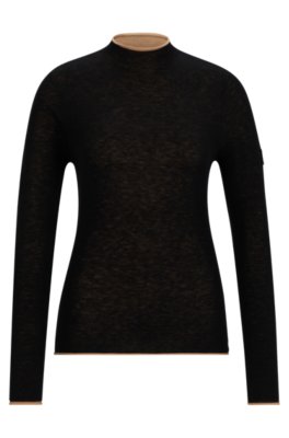 Equestrian soft-knit sweater with two-tone effect