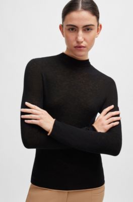 Equestrian soft-knit sweater with two-tone effect, Black