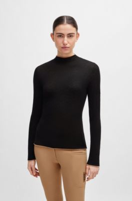 Equestrian soft-knit sweater with two-tone effect, Black