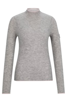 Equestrian soft-knit sweater with two-tone effect