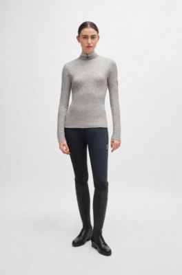 Equestrian soft-knit sweater with two-tone effect, Light Grey