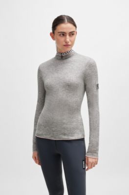 Jersey de equitaci&oacute;n de punto suave con efecto de dos tonos, Gris claro