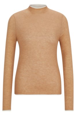 Equestrian soft-knit sweater with two-tone effect