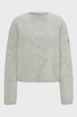 Equestrian voluminous sweater in an alpaca blend, Silver