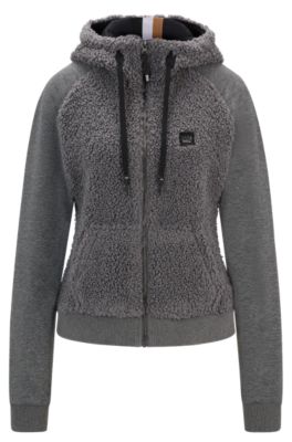 Equestrian hybrid hoodie with teddy body and hood, Grey