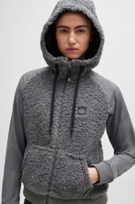 Equestrian hybrid hoodie with teddy body and hood, Grey