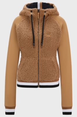 Equestrian hybrid hoodie with teddy body and hood, Brown